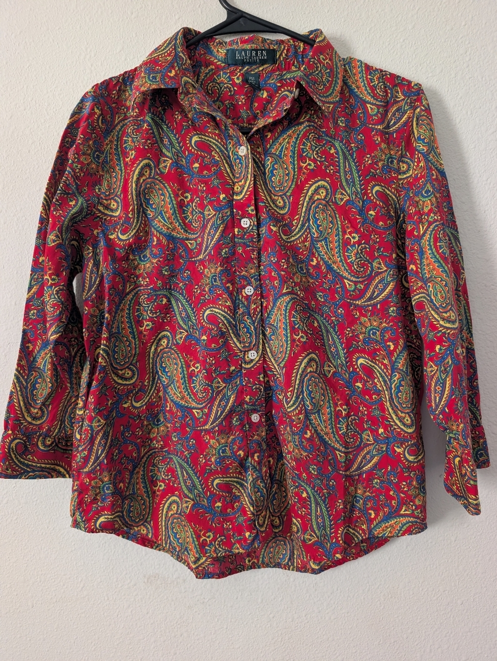 Ralph Lauren Red Paisley Button-Down Shirt 100% Cotton